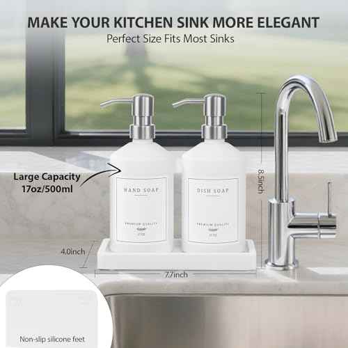 White Glass Soap Dispenser for Kitchen (2 Count)
