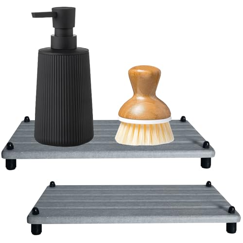 2 PCS Water Absorbing Stone Trays for Bathroom Sink Fast Drying Coasters (2 Count)