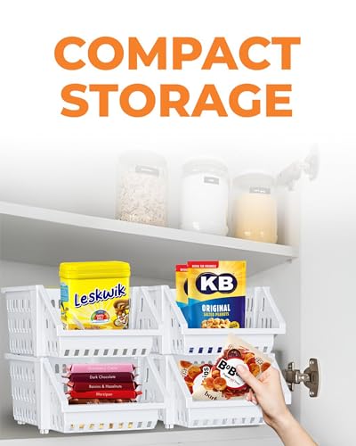 Small Stackable Storage Bins Open Front for Pantry Storage (8 Count)