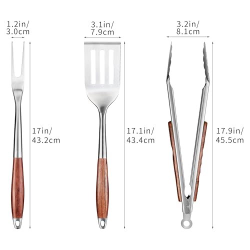 Heavy Duty Grilling Accessories Rose Wooden BBQ Grilling Tools Set (3 Count)