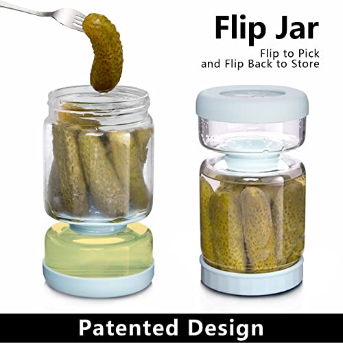 Glass Pickle Jar with Strainer Flip (34 Ounce)