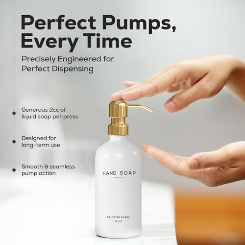 Luxury Glass Hand and Dish Soap Dispenser Set by Brighter Barns (2 Count)