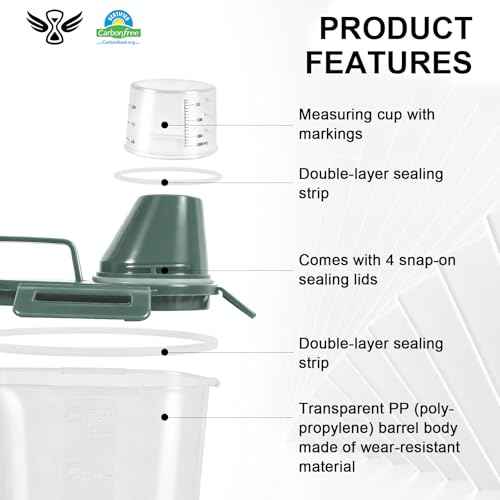 3-5Lbs/3Qt Dog Cat Food Storage Container With Foldable Bowl, Plastic Pet Food Dispenser for Small Animal Kibble/Pet Food/Bird Seed/Oatmeal/Rice/Flour/Brown Sugart/Cereals (Dark Green)