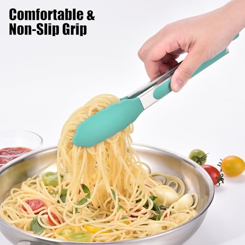 Kitchen Tongs with Silicone Tips for Cooking Serving