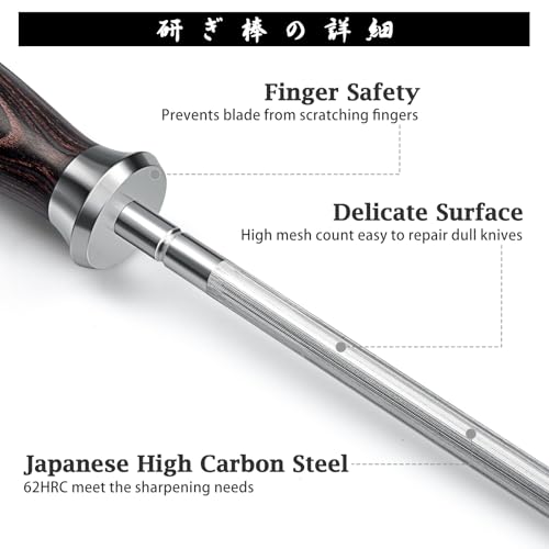 Honing Rod 10 Inch Professional Kitchen Knife Sharpener Rod