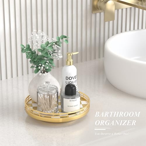 9 Inch Gold Lazy Susan Spice Organizer with Guard Rail