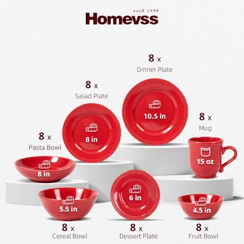 HomeVss Pearl Dots Stoneware Dinnerware Set