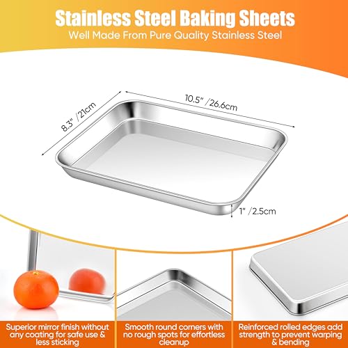 10x8 Inches Small Stainless Steel Baking Sheet Set of 2 (2 Count)