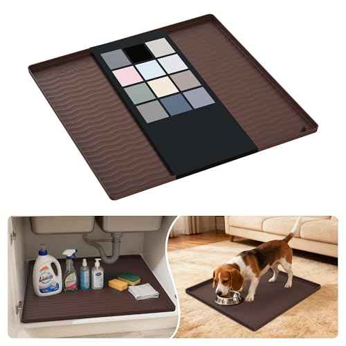 Waterproof Silicone Under Sink Mat 19'' x 19'' Shelf Liner for Kitchen and Bathroom