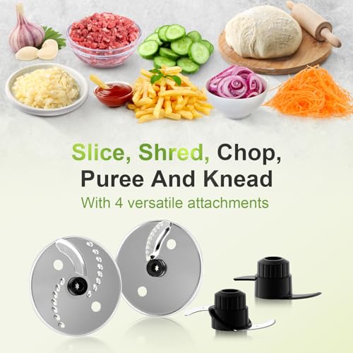 600W Electric Food Processor 10 Cup Large Bowl and 6.8oz Grinder Combo
