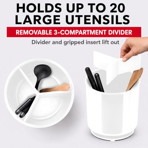 Plastic Rotating White Utensil Holder for Kitchen Counter