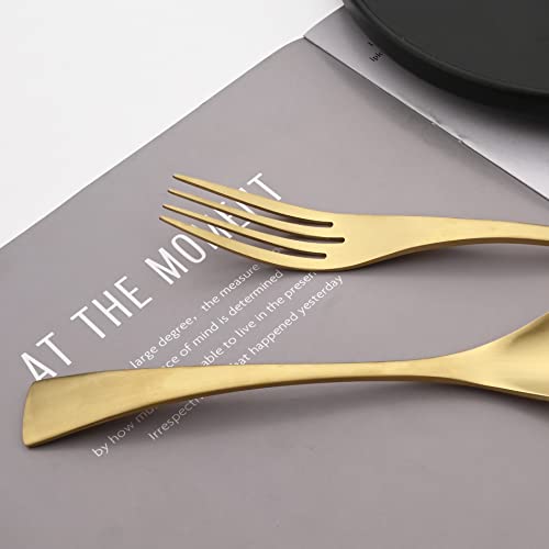 Luxury 18 10 Stainless Steel Matte Champagne gold Flatware Set