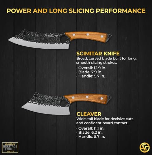 6PC Knife Set Leather Roll Cleaver Serbian Viking Boning Scimitar Kiritsuke (6 Count)