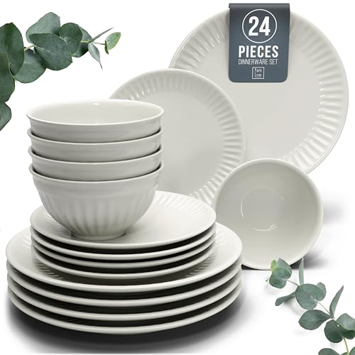 24 Piece Stoneware Dinnerware Set for 8 (24 Count)