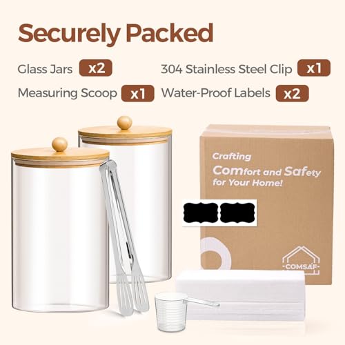 Glass Storage Jars with Bamboo Lids 3.9 Qt 2 Pack Large Pantry Round (2 Count)