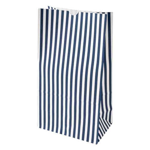 Blue And White Stripe Paper Bag (100 Count)