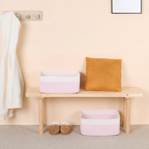 Woven Pink Cotton Storage Baskets (3 Count)