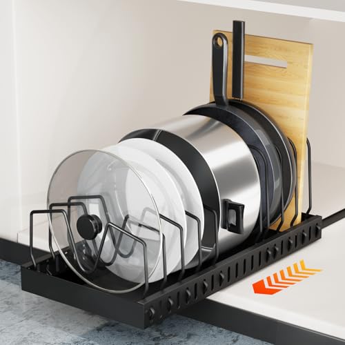 1 Pack 16.5" Deep Expandable Pots and Pans Organizer Under Cabinet