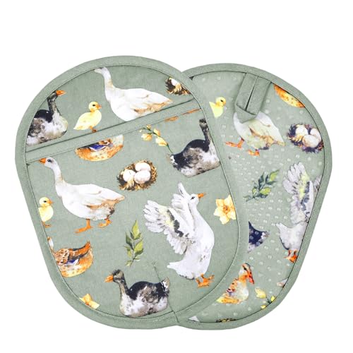 Pot Holders with Transparent Clear Silicone Shell and Nice Duck Flower (2 Count)