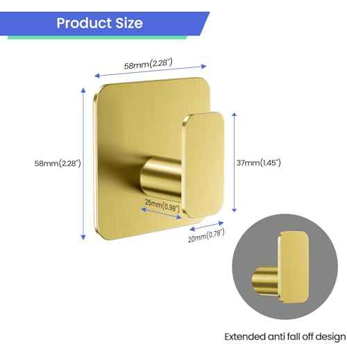 Gold Hooks for Hanging Heavy Duty (6 Count)