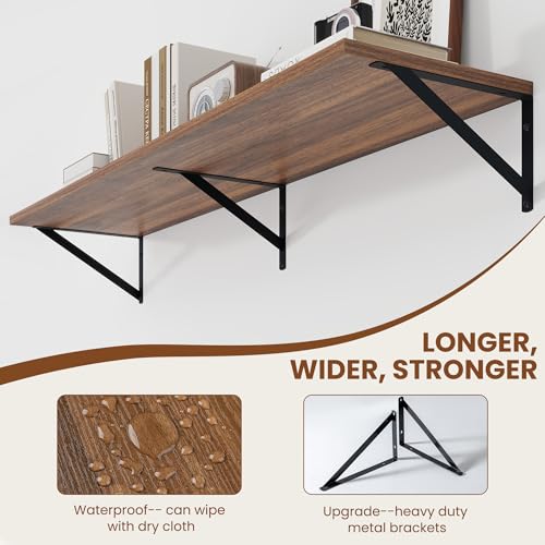 44W x 12D Deep Floating Shelves Set of 2 Walnut (2 Count)