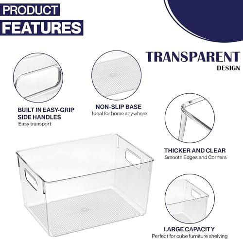 Clear Plastic Storage Bins (8 Count)