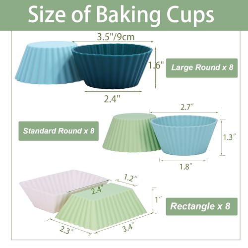 24Pack Silicone Muffin Baking Cups Cupcake Liners Lunch Box Bento Dividers (24 Count)