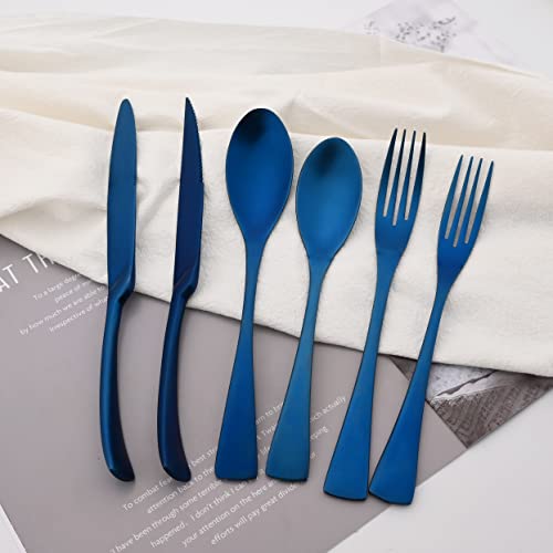 Luxury 18 10 Stainless Steel Matte Blue Flatware Set