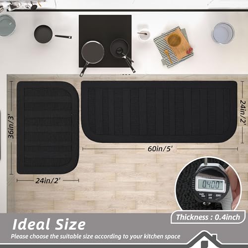 Kitchen Rugs Set of 2 Non Slip Washable 24"x36"+24"x60" (16 Sq Ft)
