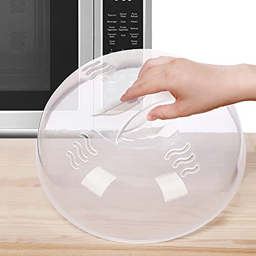 Microwave Splatter Cover for Food Large Microwave Plate Food Cover With Easy Grip Handle Anti