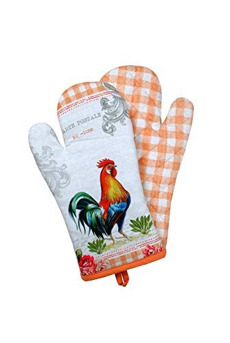 Oven Mitts Set of 1 Quilted Liner with Hanging Loop Non Slip (2 Count)