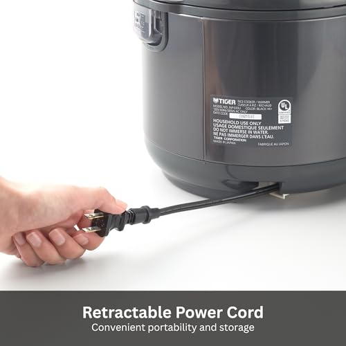 JNP-S10U-KY 5.5 Cup Capacity Rice Cooker with Non-Stick Inner Pot, Retractable Power Cord, and Keep Warm up to 12 hours, Black