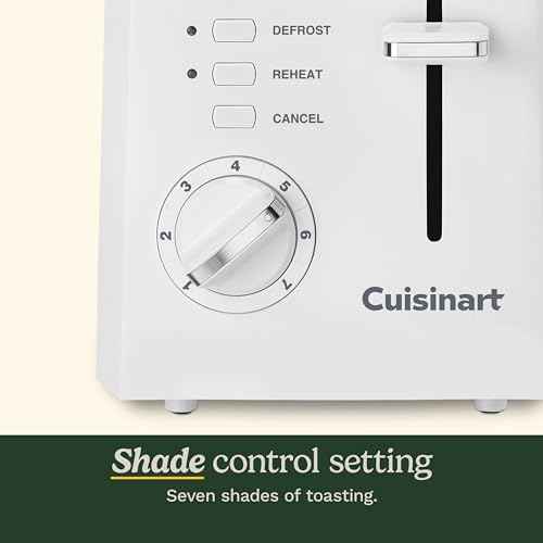 CPT-122 2-Slice Compact Plastic Toaster, Slots for Bagels & Bread, 7 Shade Settings, Cancel/Defrost/Reheat Functions, Removable Crumb Tray, Small Kitchen Appliance for Home & Office, White