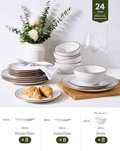 Eden Ceramic Plates and Bowls Sets (24 Count)