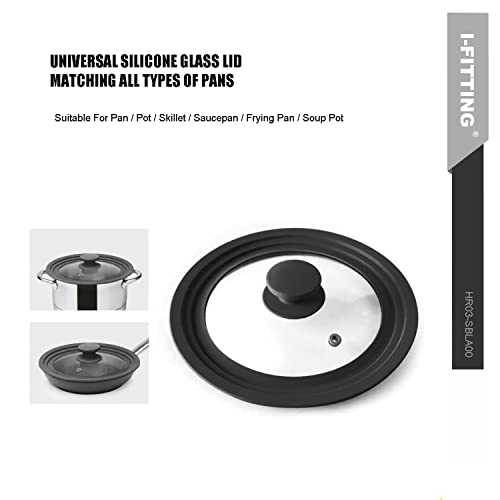 HR Huare Universal Tempered Glass Cookware Lid Black 1 Pack