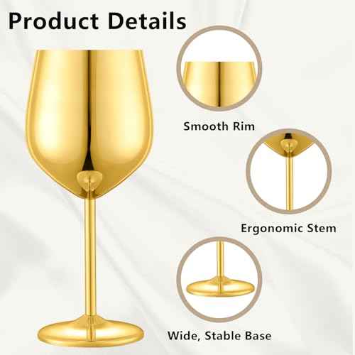 Stainless Steel Wine Glasses Set of 6 with 1 Corkscrew (6 Count)