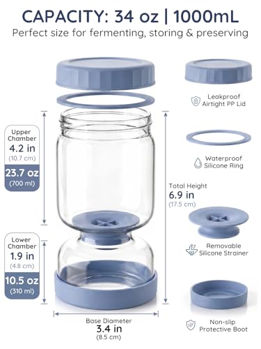 Pickle Jar with Strainer Flip for Pickle Juice Separator from Wet and Dry