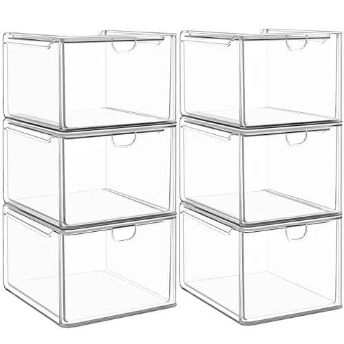 6 Pack Stackable Acrylic Storage Drawers (6 Count)