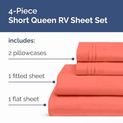 Short Queen Size 4 Piece Bed Sheet Set