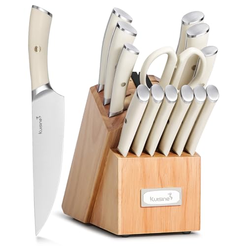 Upgraded Knife Set High Carbon Stainless Steel Super Sharp Blade Ergonomic Rivet Handle (15 Count)
