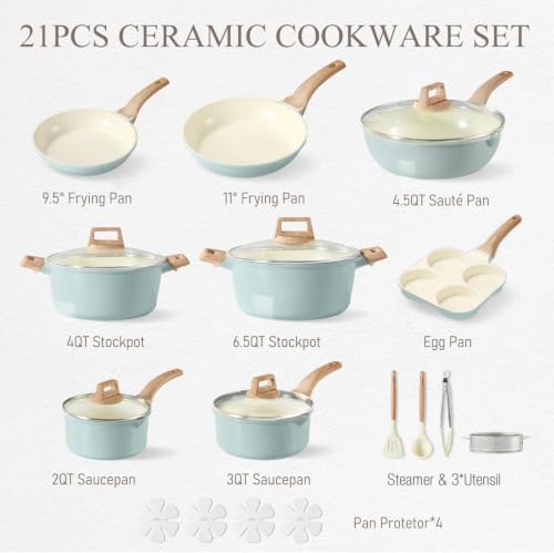 21pcs Ceramic Cookware Sets