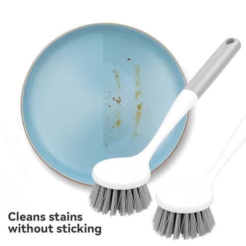 2 Pack Kitchen Scrub Brushes for Cleaning Dish Brush with Handle for Pans (2 Count)