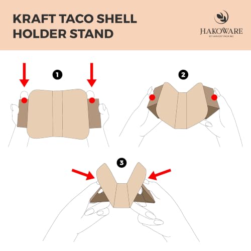 Disposable Kraft Paper Taco Holder Stand Food Tray Plates for Tacos & Pita (200 Count)