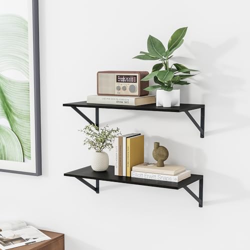 24W x 12D Deep Floating Shelves Set of 2 Black