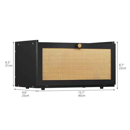 Rattan Bamboo Bread Box for Kitchen Counter Large Capacity Bread Storage Bin Farmhouse Bread Storage Container Rustic Bread Holder