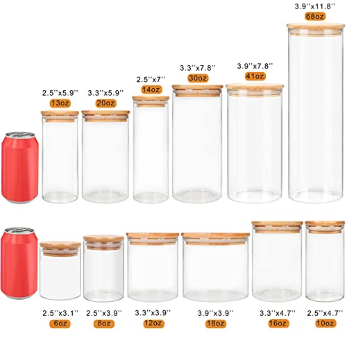 9 Pack 20 oz Glass Jars with Airtight Bamboo Lids for Kitchen (9 Count)