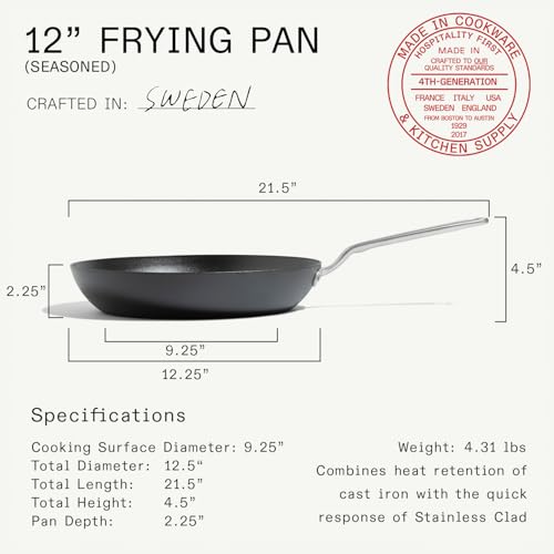 Cookware Seasoned 12" Carbon Steel Frying Pan