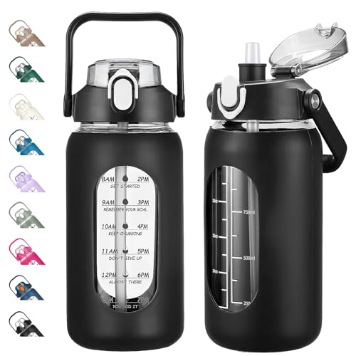 42oz Glass Water Bottles with Straw