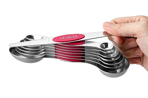 Dual Sided Magnetic Measuring Spoons Set of 8 for Kitchen (8 Count)