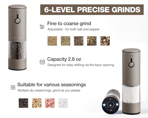 Stainless Steel Rechargeable Electric Salt and Pepper Grinder Set